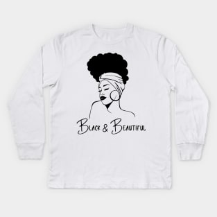 Black and Beautiful, Black Woman Kids Long Sleeve T-Shirt